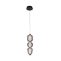 Black Matt LED Pendant Light with Smoked Glass Shades - Image 1