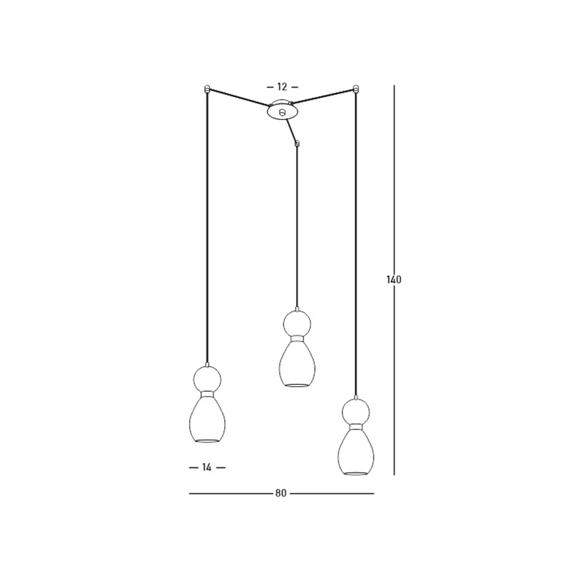 3-Light Pendant with Sandy Black Base and Mixed Material Shades