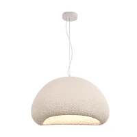 Baltas Tekstūruoto Stiklo Pluošto Pakabinamas Šviestuvas, 60cm - Nuotrauka 2