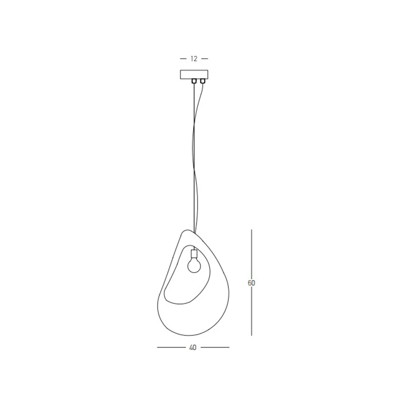 White Textured Teardrop Pendant Light, E27, 60cm