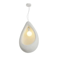 White Textured Teardrop Pendant Light, E27, 60cm - Image 2
