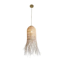 Natural Rattan Pendant Lamp with Gold Matt Base - Image 2