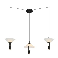 Matinis juodas 3 šviesų LED pakabinamas šviestuvas, reguliuojamas 70-100cm ilgis, 28W 3000K - Nuotrauka 1