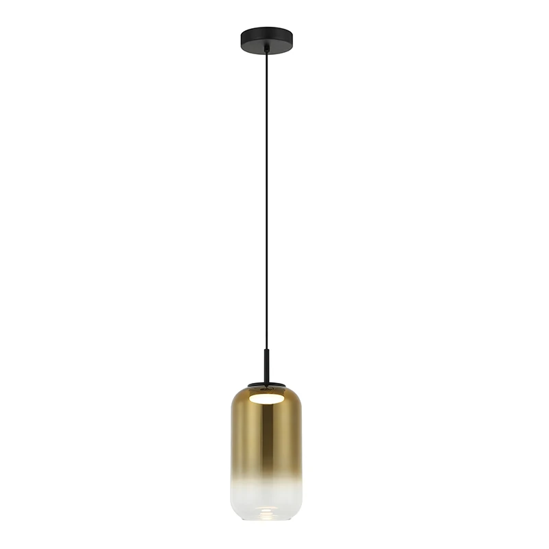 LED pakabinamas šviestuvas, juodas matinis & aukso stiklas, Ø15cm