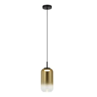 LED pakabinamas šviestuvas, juodas matinis & aukso stiklas, Ø15cm - Nuotrauka 1