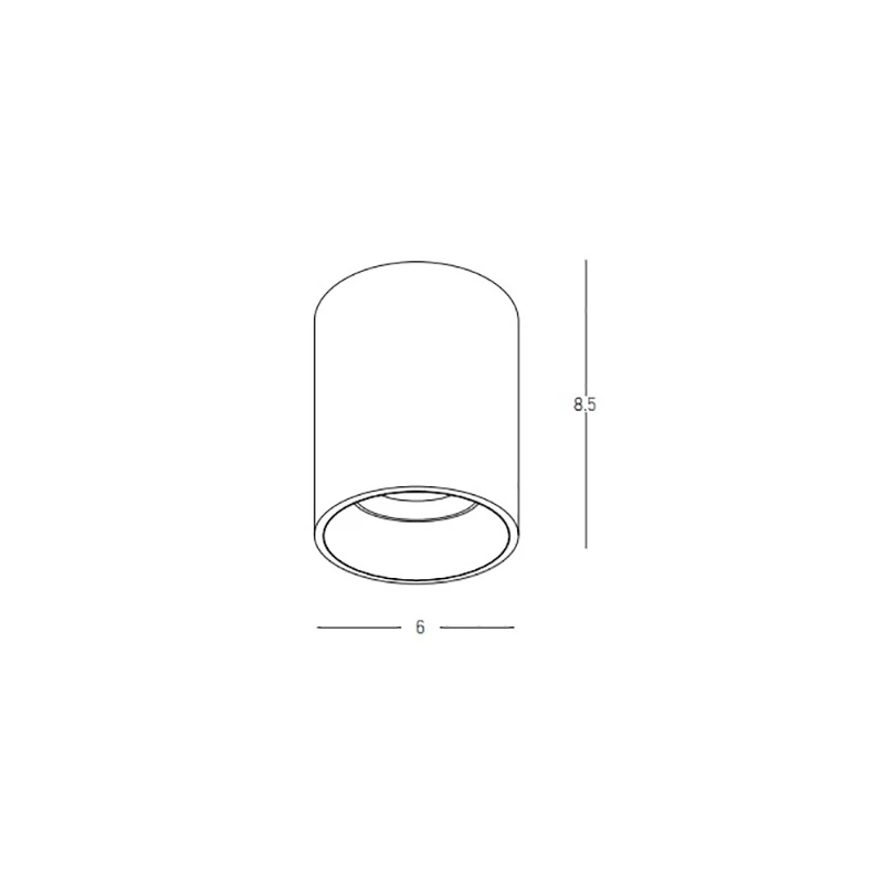 Brushed Gold Cylinder Surface Ceiling Light with Black Ring, GU10 Max 40W
