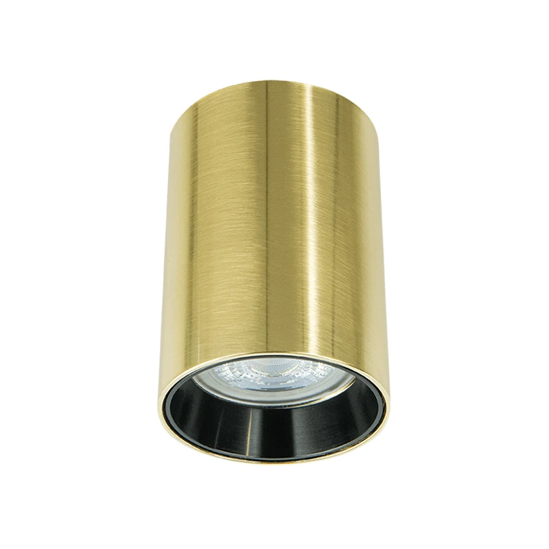 Brushed Gold Cylinder Surface Ceiling Light with Black Ring, GU10 Max 40W