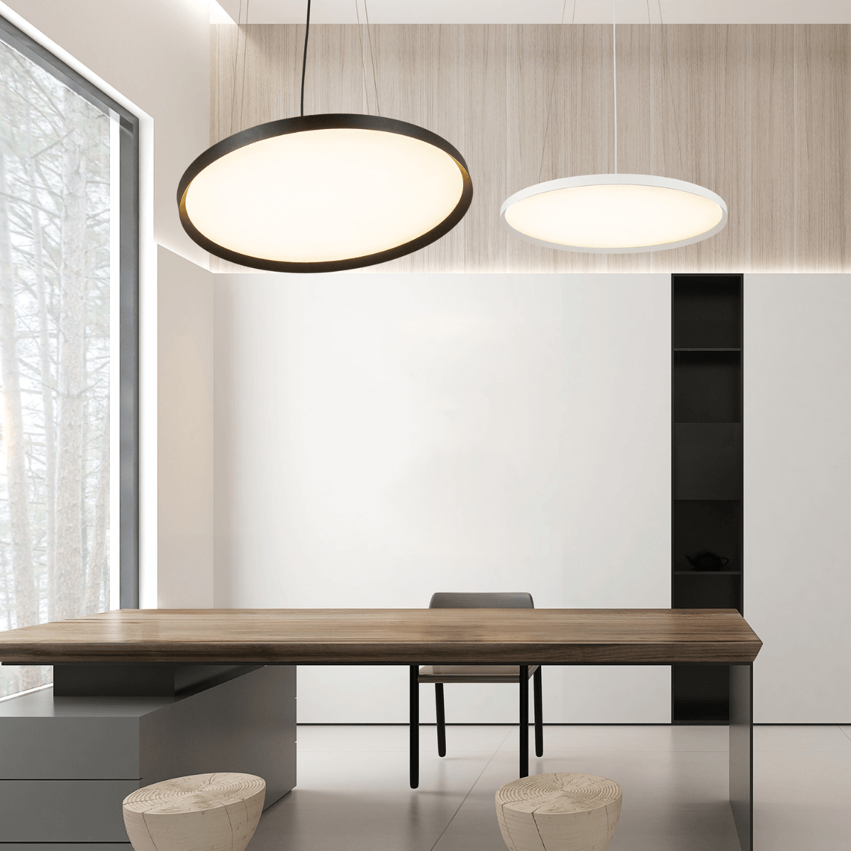 Pakabinimo komplektas LED šviestuvams – baltas, reguliuojamas, Ø22 cm - Nuotrauka 3