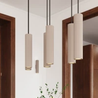 Pendant lamp 8W – round, taupe, DALI/PUSH DIMM - Image 1