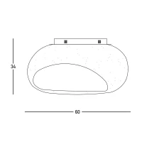 Organiškos formos pluošto lubinis šviestuvas, natūraliai baltas, 60cm - Nuotrauka 3