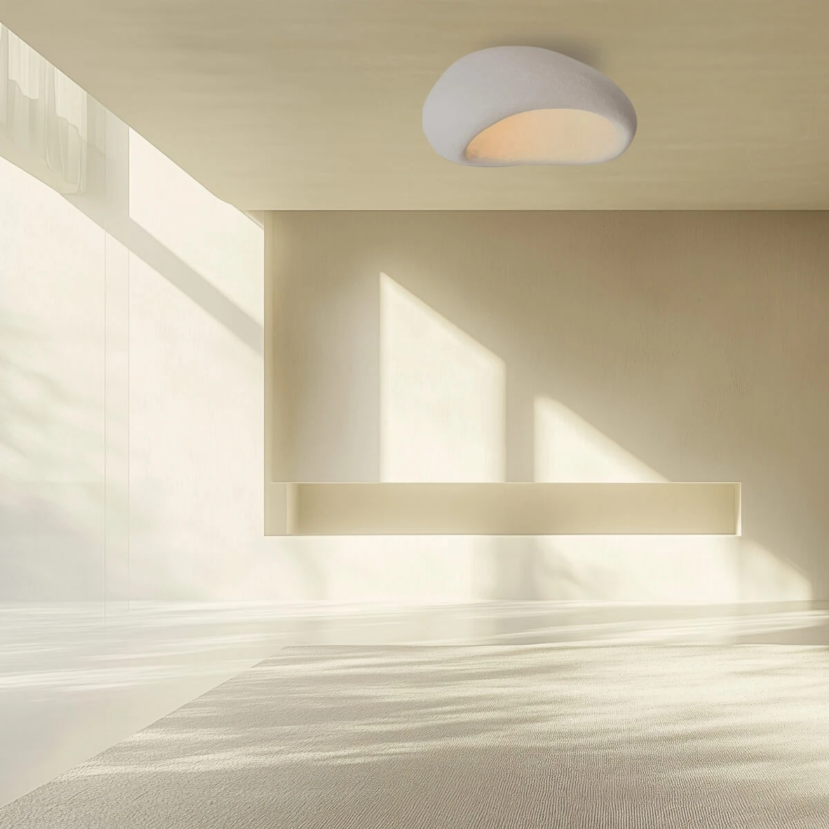 Organic Ceiling Light, Natural Fiberglass Finish, 87x65 cm