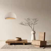 Natūralaus stiklo pluošto organinis pakabinamas šviestuvas, E27, 80x65 cm - Nuotrauka 1