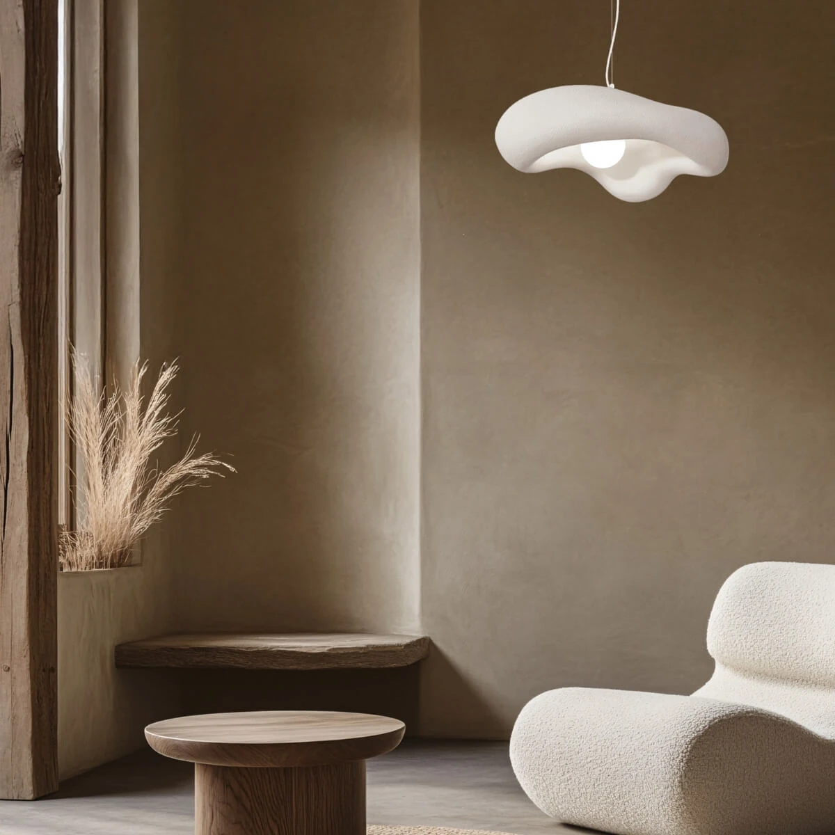 Sculptural White Fiberglass Pendant Light E27