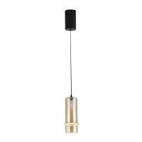 LED Pakabinamas Šviestuvas 6W 3000K Smėlio Juodas Metalas - Šampano Stiklas - Nuotrauka 1