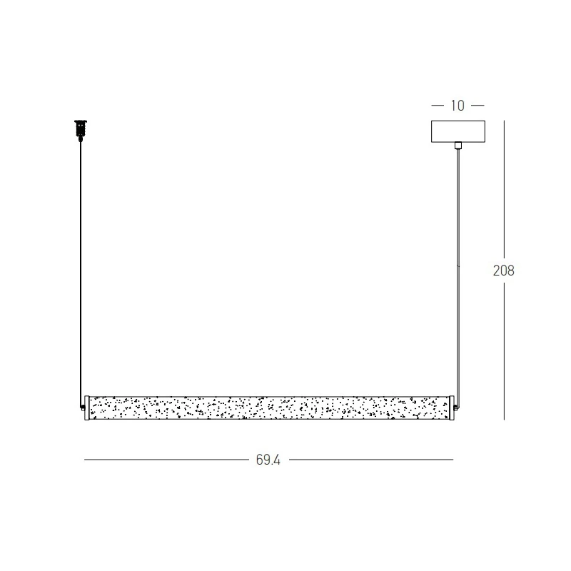Linijinis LED pakabinamas šviestuvas, Alabasteris ir Smėlio Juoda, 69.4cm