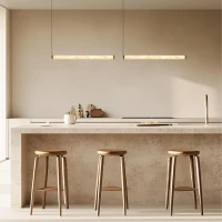 Linijinis LED pakabinamas šviestuvas, Alabasteris ir Smėlio Juoda, 69.4cm - Nuotrauka 1