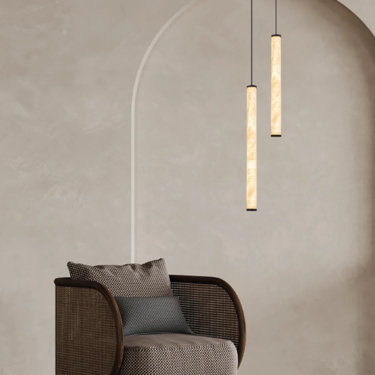 Alabaster LED Pendant Light, Sandy Black