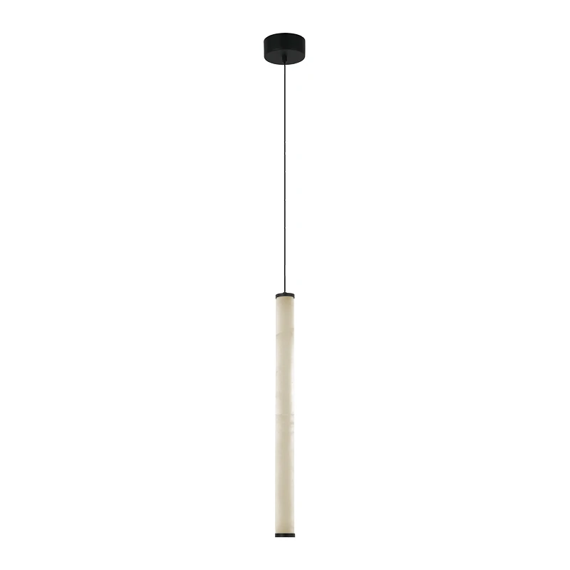 Natural Alabaster LED Pendant Light, Matt Black
