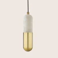 LED Pendant Light Alabaster and Brass, 20 cm - Image 3