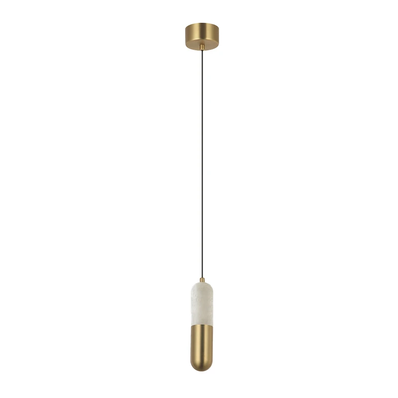 LED Pendant Light Alabaster and Brass, 20 cm