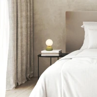Olive Green Clay & Opal Glass LED Table Lamp - Image 1