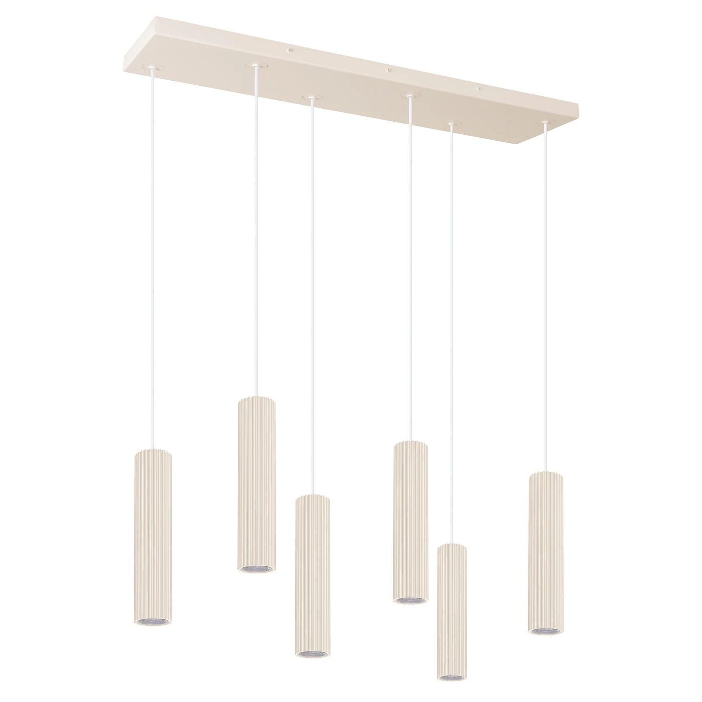 Pendant LED lamp 80 cm – linear, beige, DALI/PUSH dimming
