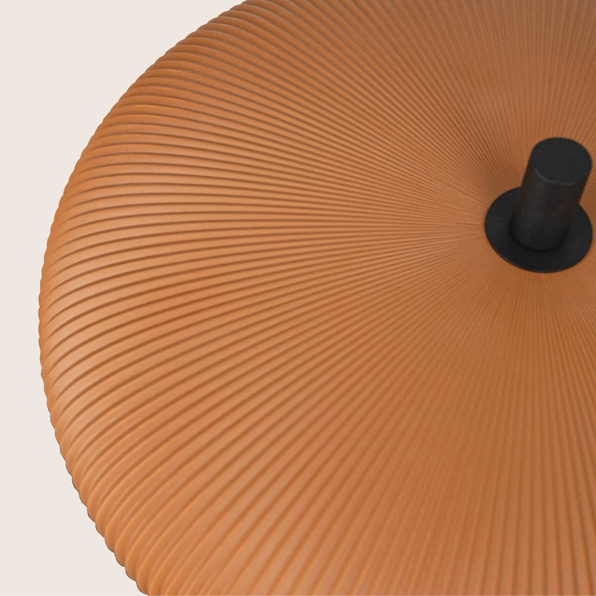 Terracotta Ribbed LED Table Lamp with Sandy Black Base