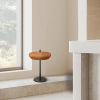 Terracotta Ribbed LED Table Lamp with Sandy Black Base - Image 1