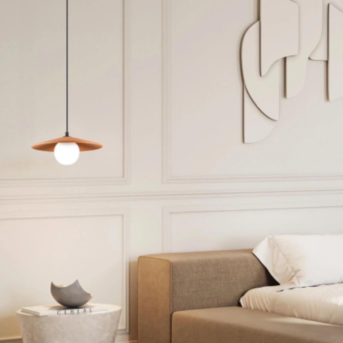 LED Pakabinamas Šviestuvas | Terakotos Molio ir Juodo Metalo | G9
