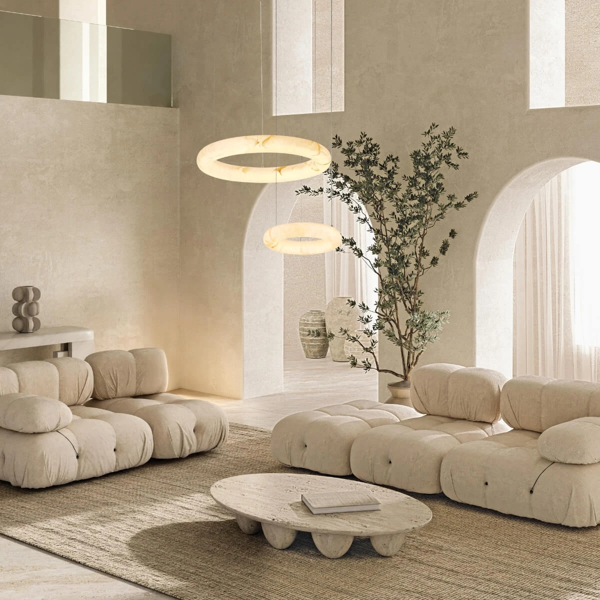 Ovalus Alabastro LED Pakabinamas Šviestuvas su Žalvario Kupolu