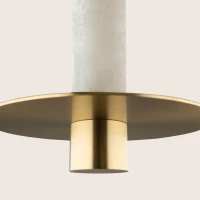 Alabaster & Brass Dimmable LED Pendant Light, H19.2cm - Image 3