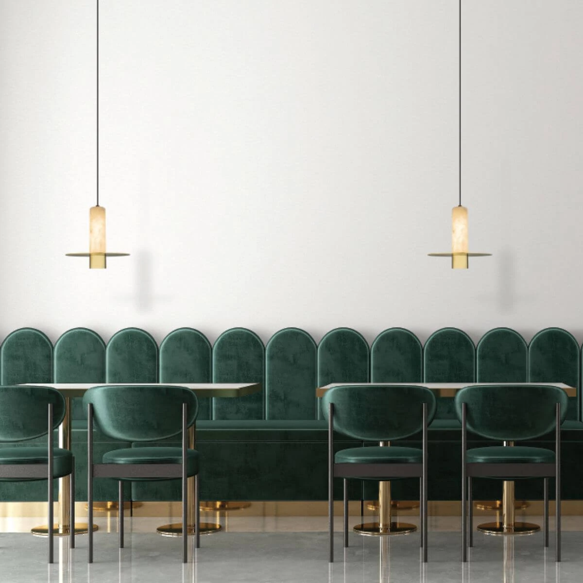Alabaster & Brass Dimmable LED Pendant Light, H19.2cm