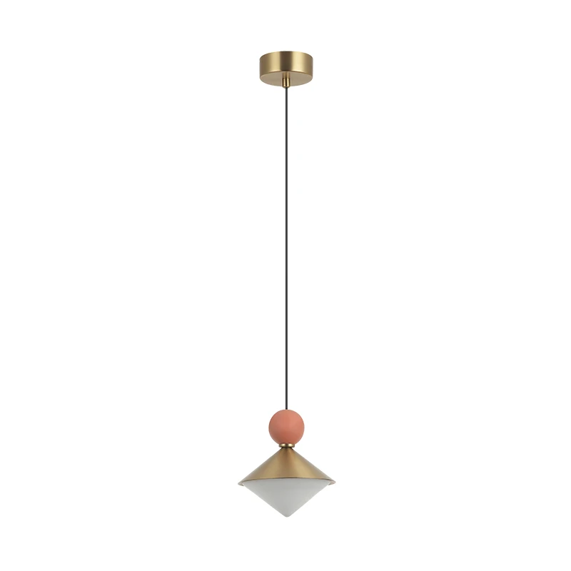 Geometric Brass & Beige Red Ceramic LED Pendant Light