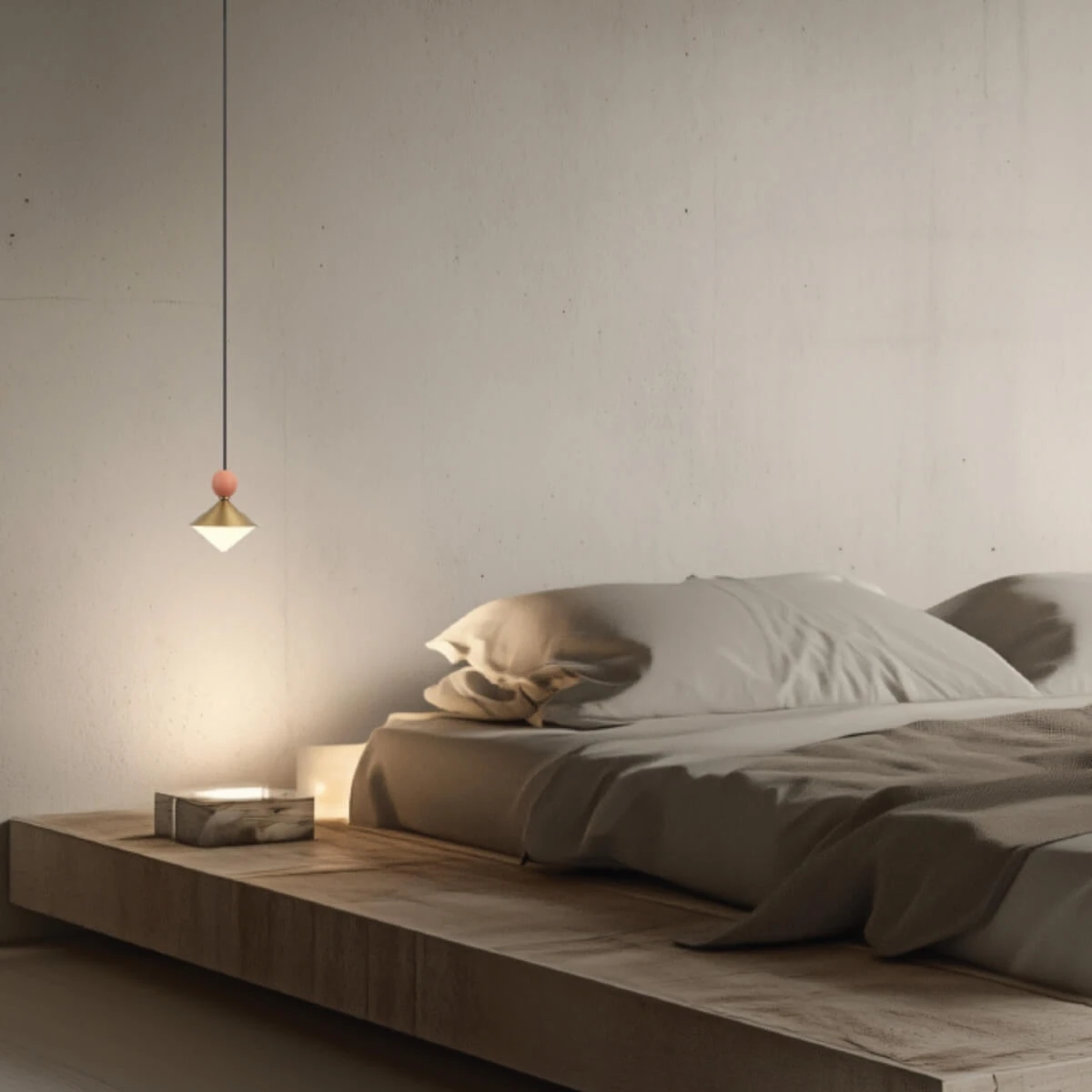 Geometric Brass & Beige Red Ceramic LED Pendant Light