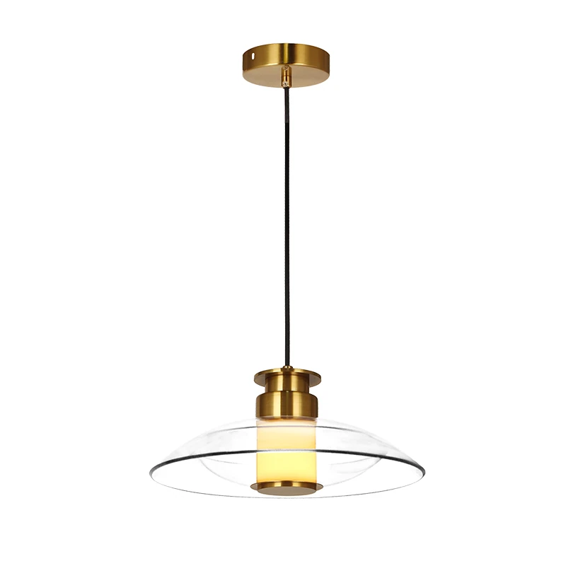 LED Pendant Light, Brushed Brass and Glass