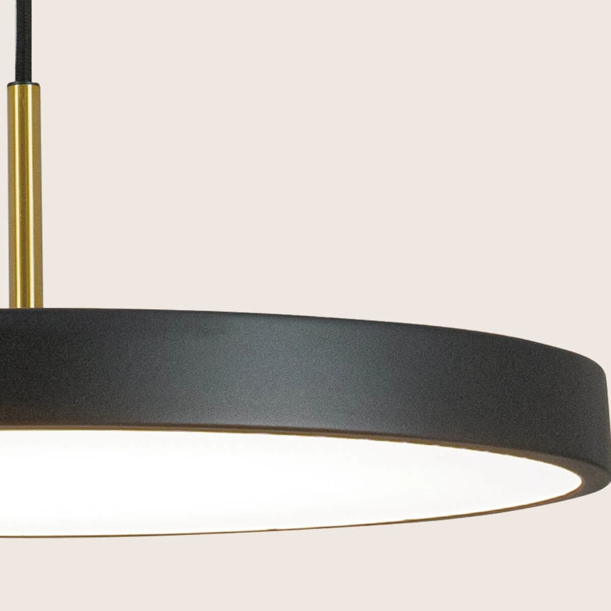 LED pakabinamas šviestuvas, matinė juoda ir šlifuotas žalvaris