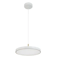 LED Circular Pendant Light, White Matt with Brushed Brass Accent, Dimmable - Image 1