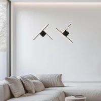 Minimalistinis LED sieninis šviestuvas su lentyna, smėlio juoda - Nuotrauka 1