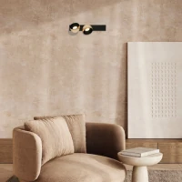 LED Wall Light 25W 3000K Sandy Black Base - Champagne Gold Shades - Image 1