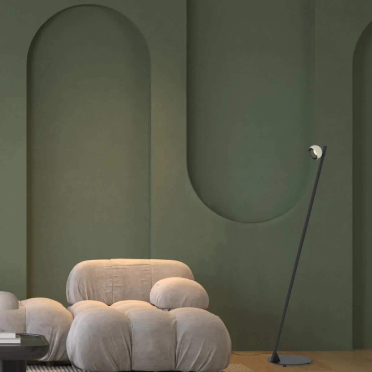 LED Floor Lamp, Sandy Black & Brushed Nickel, 7W 3000K