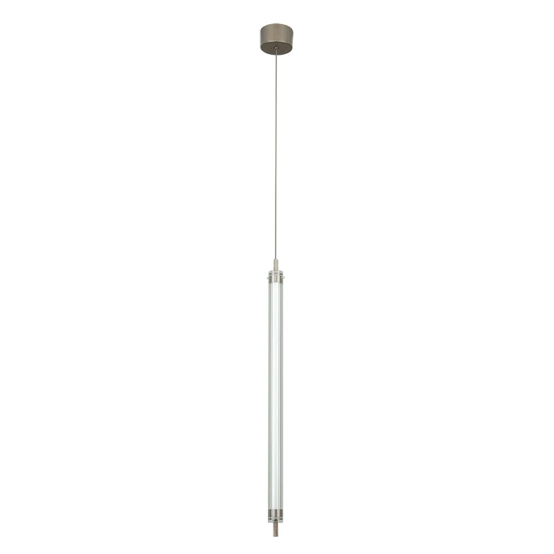 LED Pendant Light, Brushed Coffee & Clear Fluted Glass