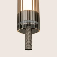 LED Pendant Light, Brushed Coffee & Clear Fluted Glass - Image 2