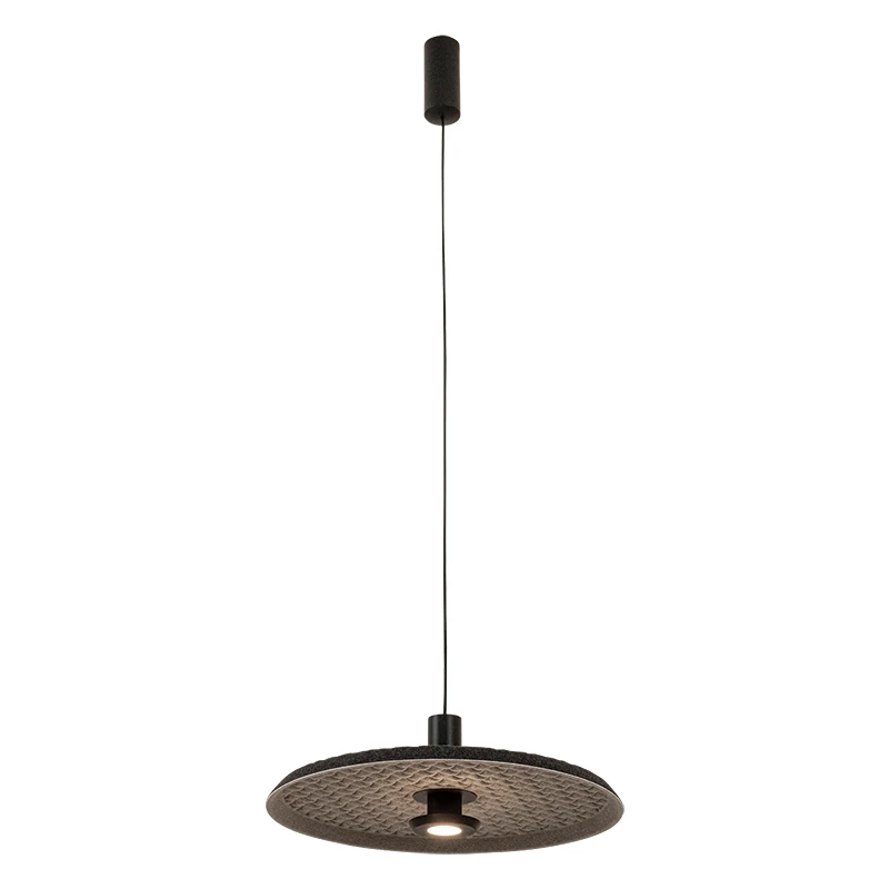 Black LED Pendant Light with Acoustic Panel, 45cm