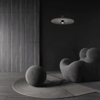 Black LED Pendant Light with Acoustic Panel, 45cm - Image 1