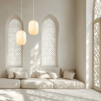 Mulberry Silk Oval Pendant Light, White - Image 1