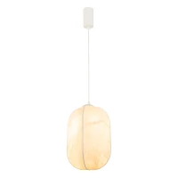Mulberry Silk Oval Pendant Light, White - Image 2