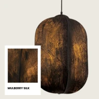Mulberry Silk Pendant Light, Black - Image 3