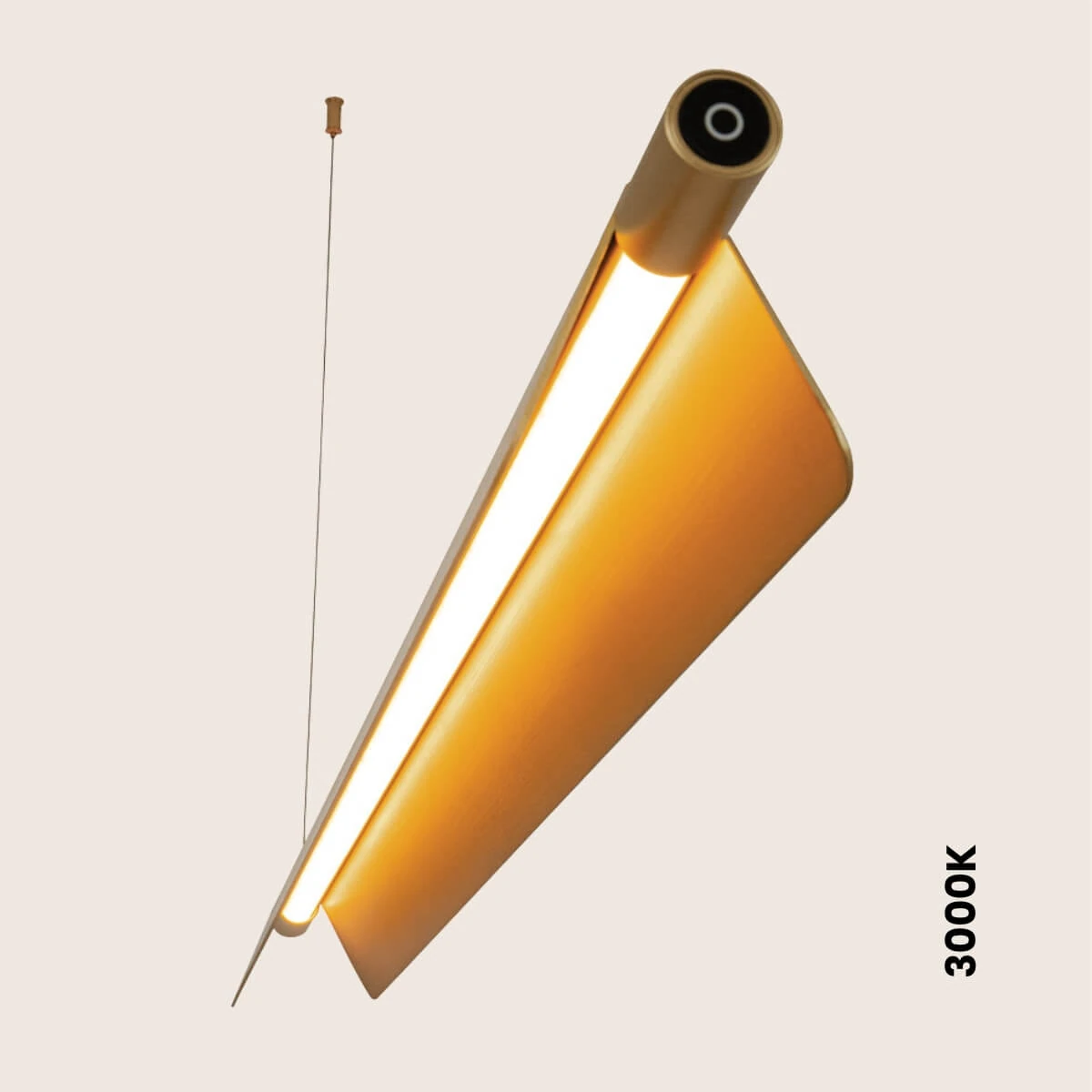 Brushed Gold Adjustable LED Pendant Light, 22W 3000K