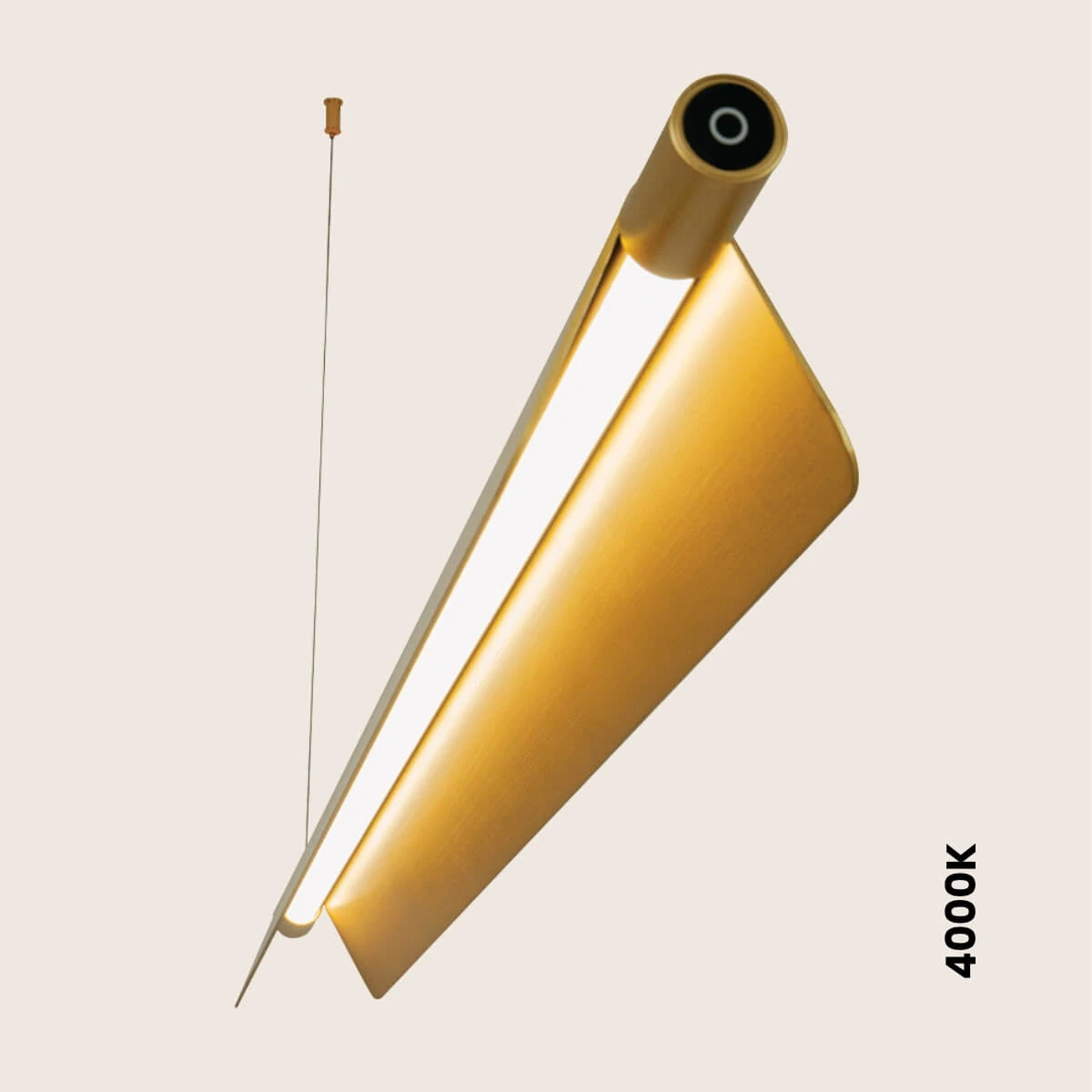 Brushed Gold Adjustable LED Pendant Light, 22W 3000K