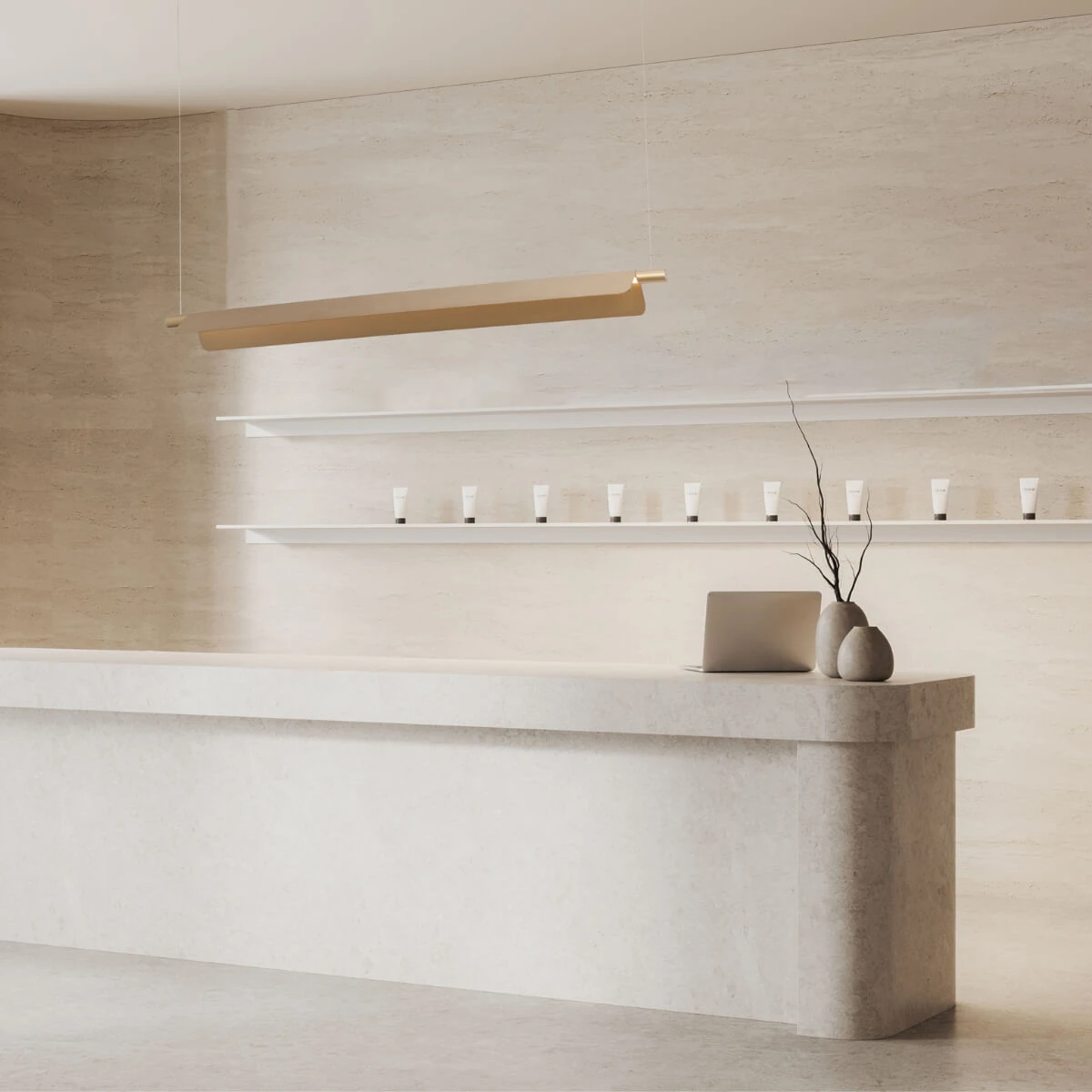 Brushed Gold Adjustable LED Pendant Light, 22W 3000K